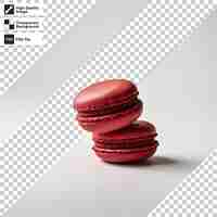 PSD a red macaron is on top of a white surface