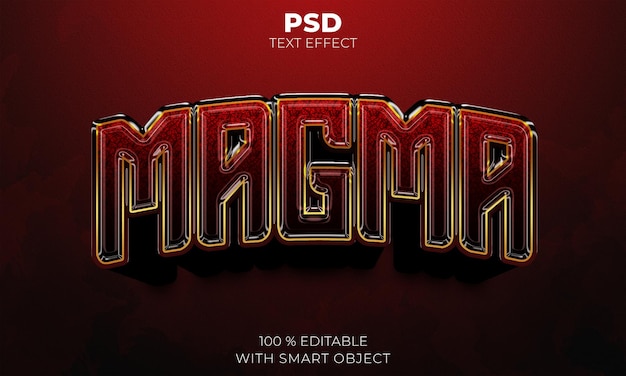 Редактируемый текстовый эффект red magma 3d