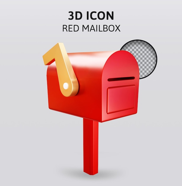 PSD red mailbox 3d rendering illustration