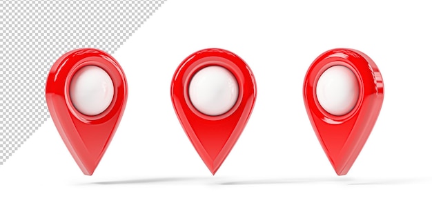 さまざまな位置にある赤いマップポイントのデザイン