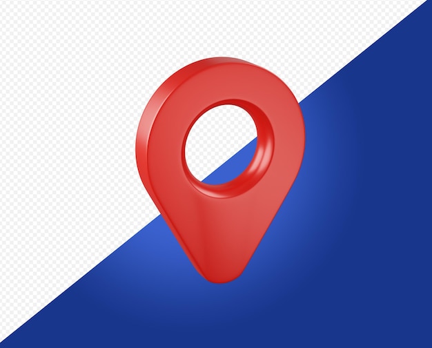 A red map pointer with a blue background