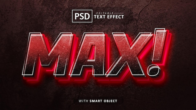 PSD red max 3d-teksteffect bewerkbaar