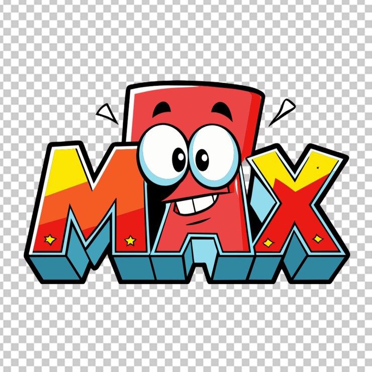 PSD red max text transparent background