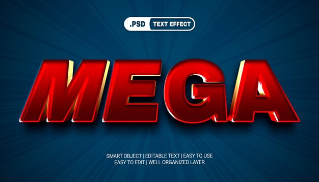 PSD red mega 3d text effect