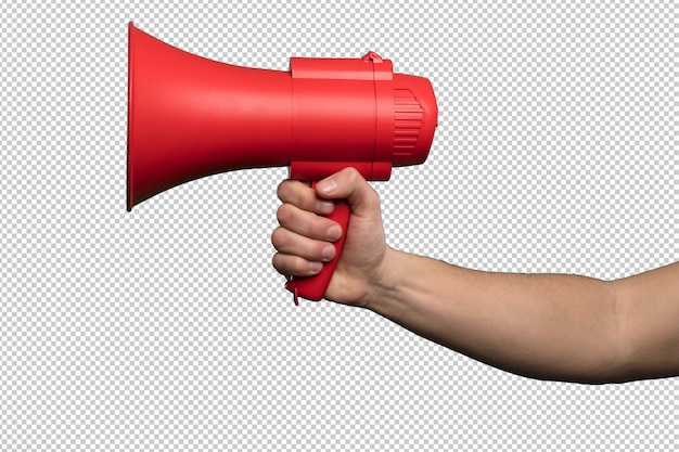 Red megaphone over white background