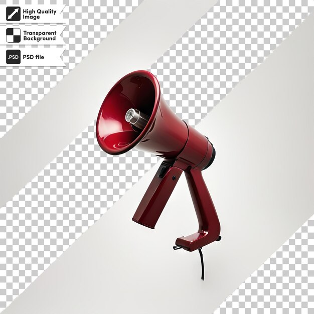 PSD a red megaphone with a black label that says quot please quot