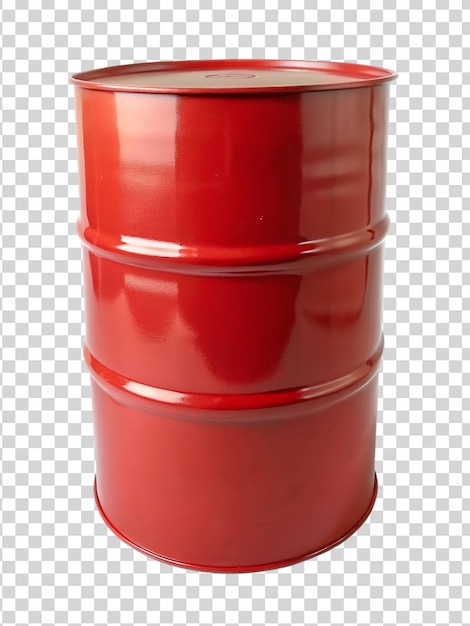 Red metal barrel isolated on transparent background