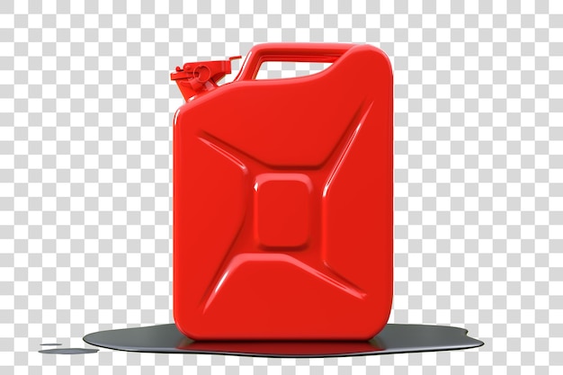 PSD red metal jerrycan isolated on a white background canister for gasoline diesel gas 3d render