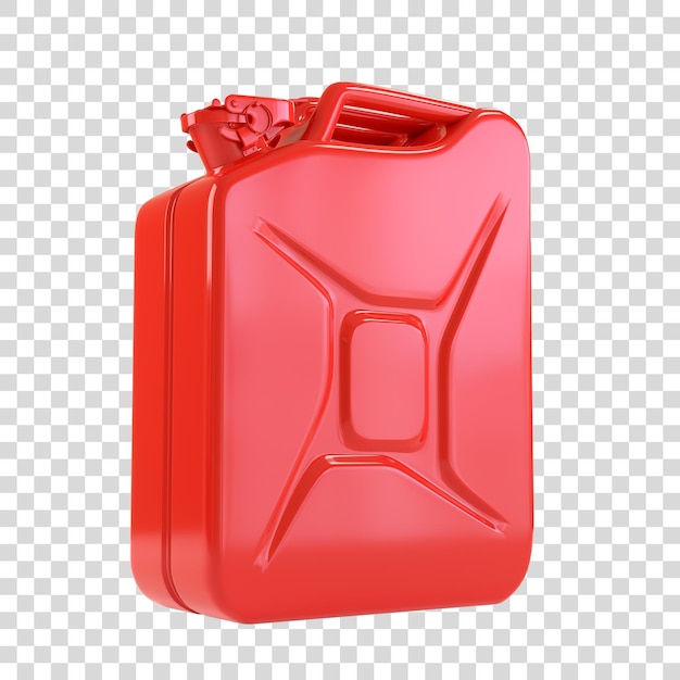 Red metal jerrycan isolated on a white background Canister for gasoline diesel gas 3D render