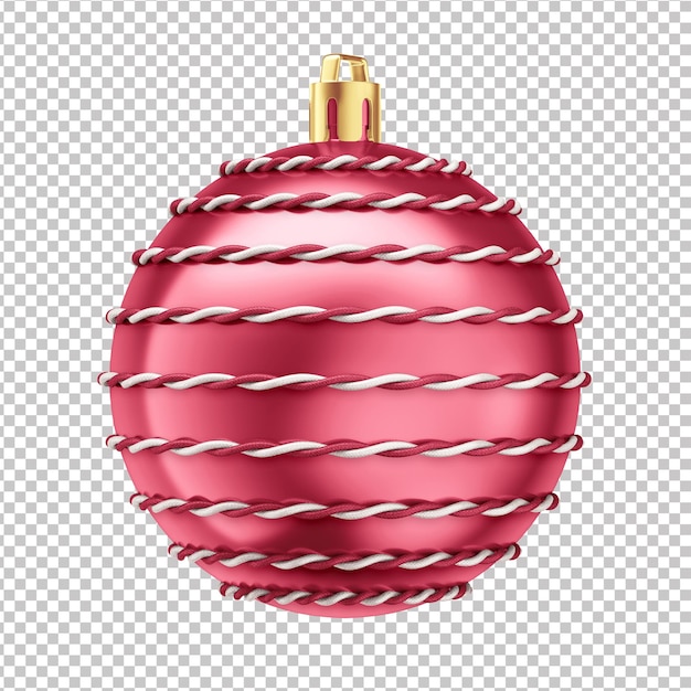 Red metallic christmas ornament with transparent background