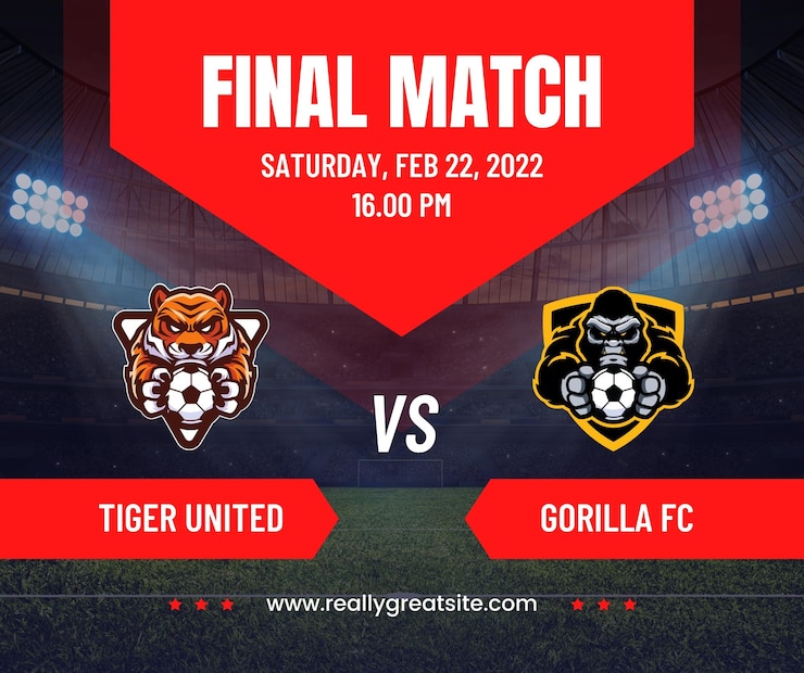 PSD red minimalist soccer final match event facebook post