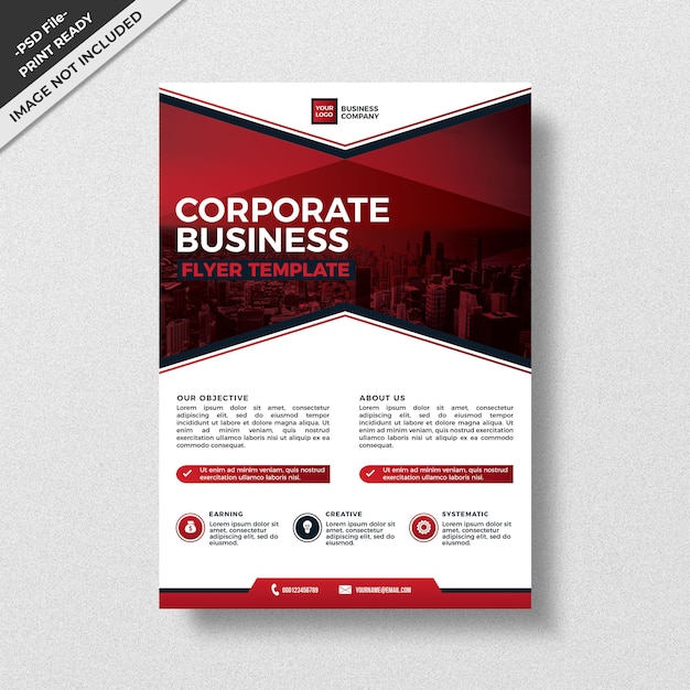 Red modern style corporate business flyer template,