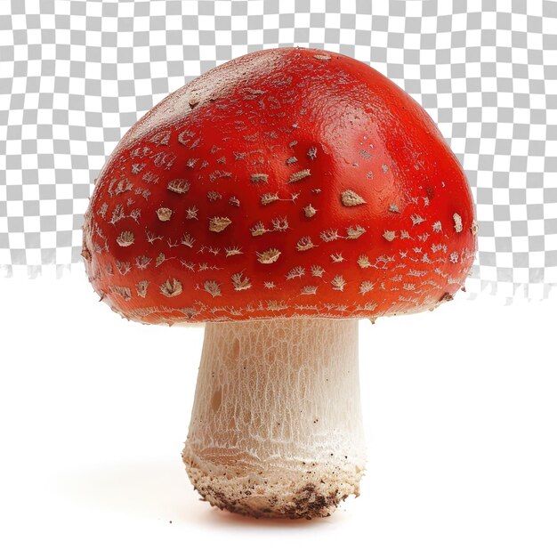 PSD a red mushroom with a white background with a pattern of hearts on it