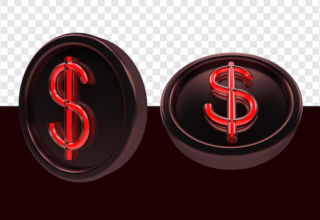 PSD red neon dollar sign on black base