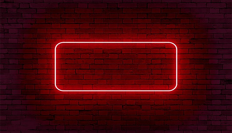PSD a red neon sign in a brick wall with a red neon sign that says rectangle