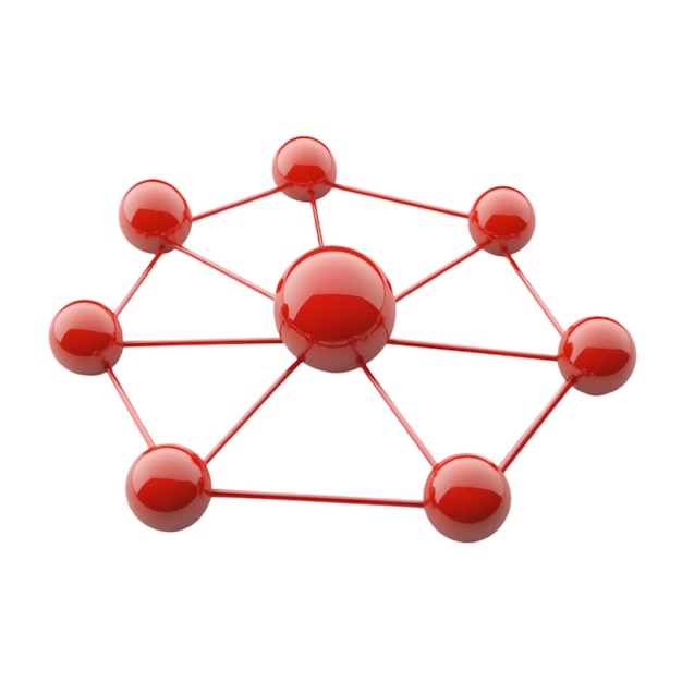 Red Network or Connection Nodes in 3D Design