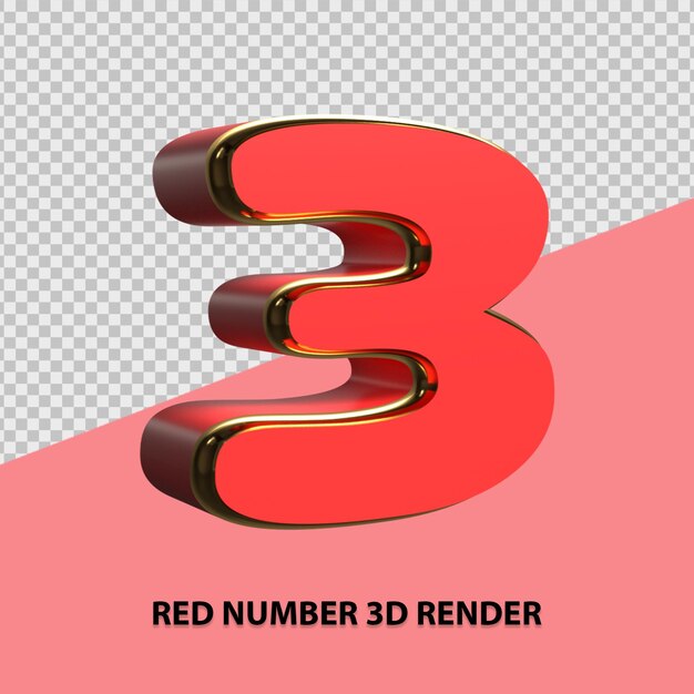 Rendering 3d di numero rosso