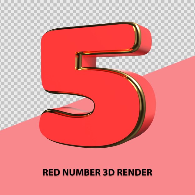 Rendering 3d di numero rosso