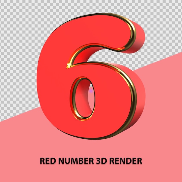 Rendering 3d di numero rosso