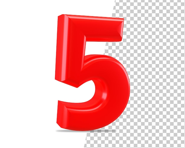 Red number 5 on a transparent background