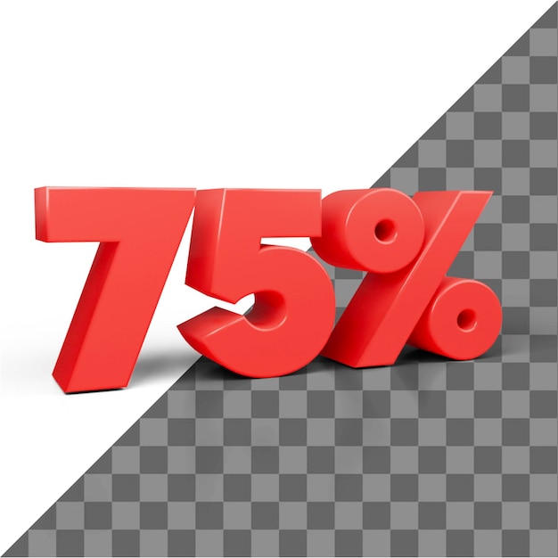 PSD un numero rosso 75 percento png 3d