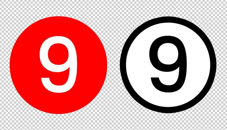 PSD red number 9 icon template psd file red circle number black nine number icon