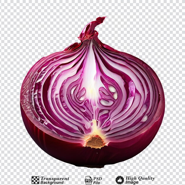 PSD red onion cut in half isolated on transparent background