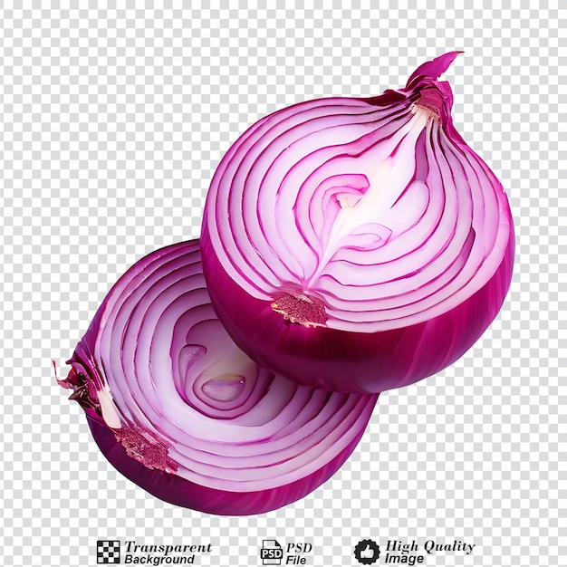 PSD red onion cut in half isolated on transparent background