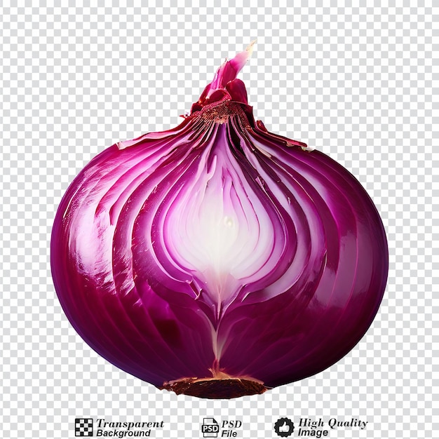 PSD red onion cut in half isolated on transparent background