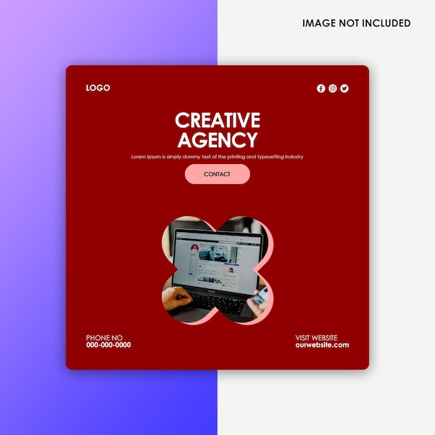 PSD a red page that says creative agency on it