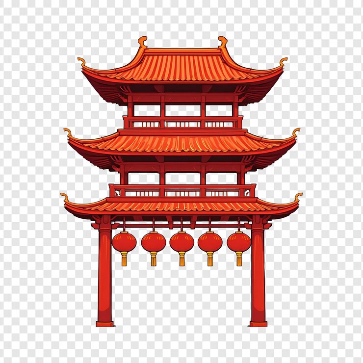 PSD 투명 한 배경 에 있는 은 파고다 문