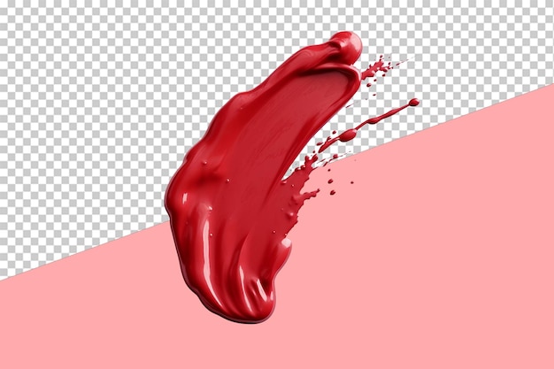 PSD red paint stroke isolated object transparent background