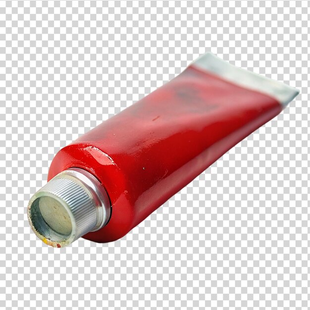 PSD red paint tube isolated on transparent background