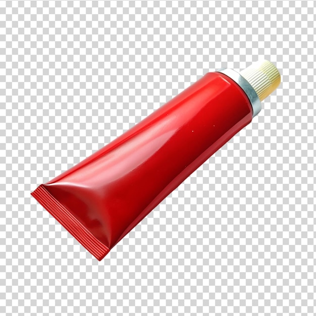 PSD red paint tube isolated on transparent background