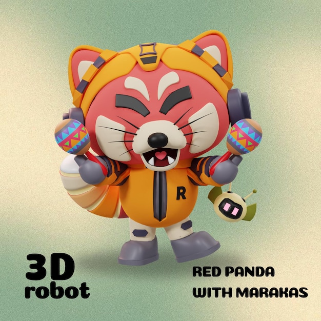 PSD panda rosso cyberpunk