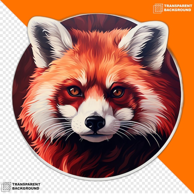 PSD red pandas head digital sticker isolated on transparent background