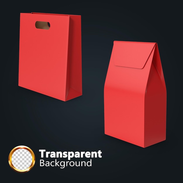 PSD red paper bag on transparent background