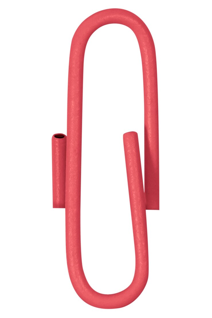 PSD red paper clip on a blank background