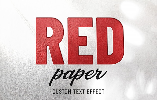 PSD carta rossa con effetto testo in rilievo