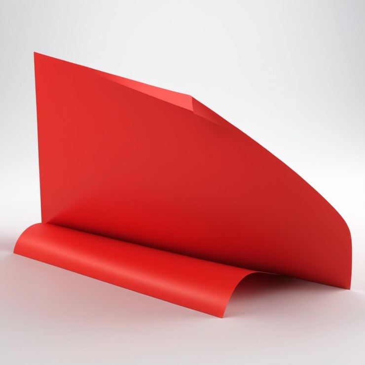 PSD a red paper folded in half is folded in half