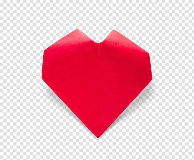 PSD Оригами сердце из красной бумаги, изолированные на белом фоне