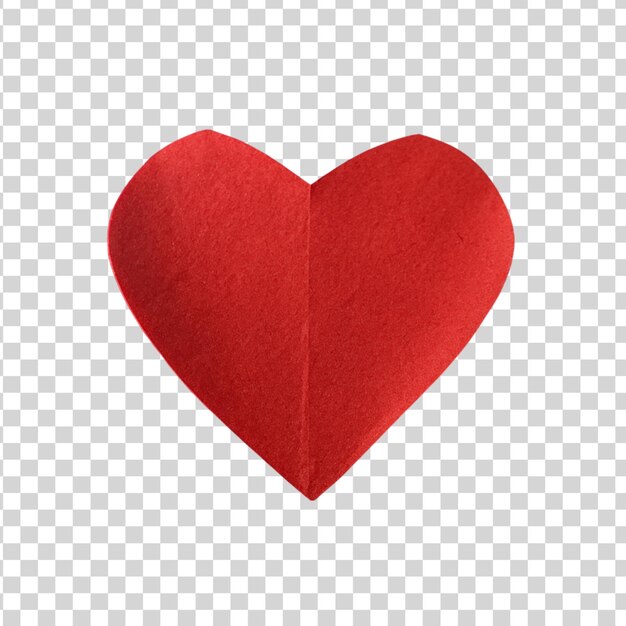 PSD red paper on heart shaped isolated on transparent background