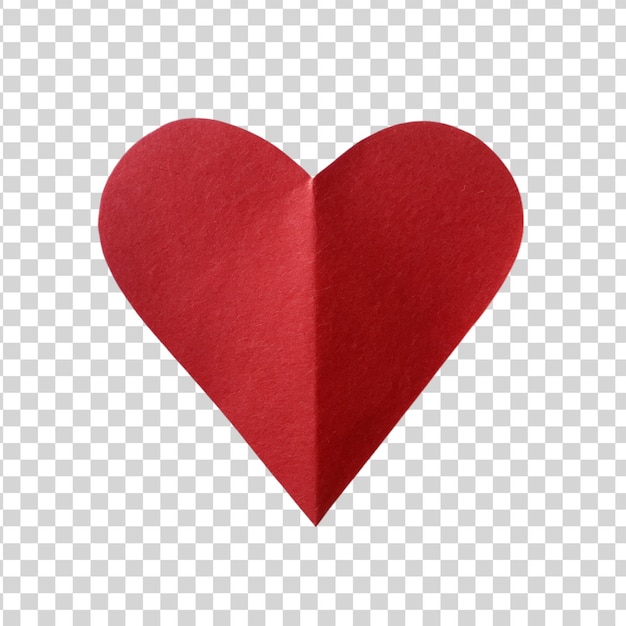 PSD red paper on heart shaped isolated on transparent background