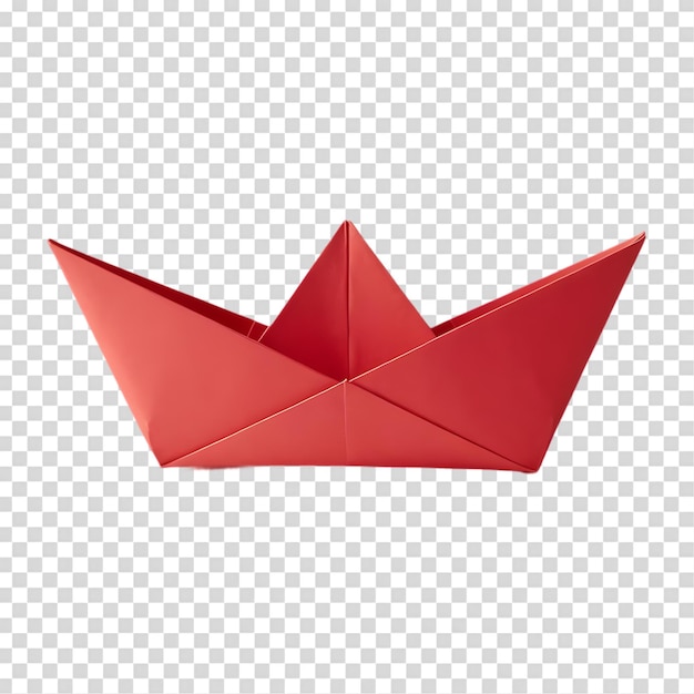 red paper origami boat isolated on transparent background