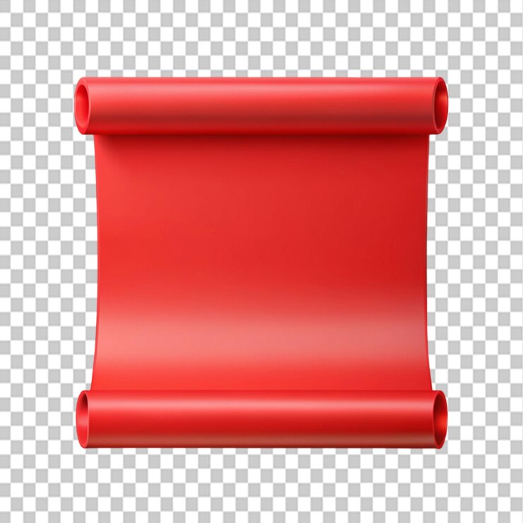 PSD red paper scroll vector illustration isolated on transparent background
