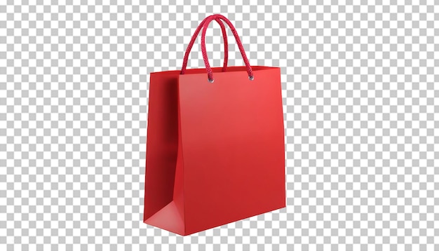 PSD red paper shopping bag isolated on transparent background 3d rendering