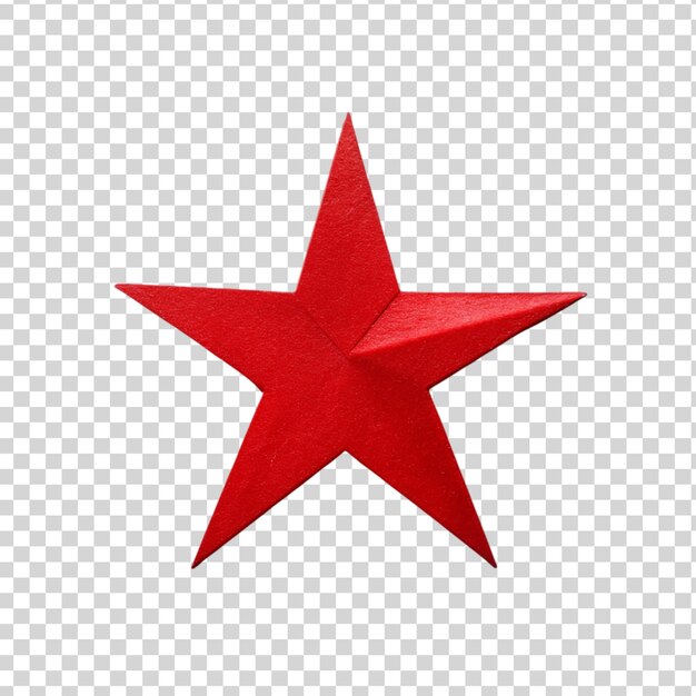 PSD red paper on star shaped isolated on transparent background