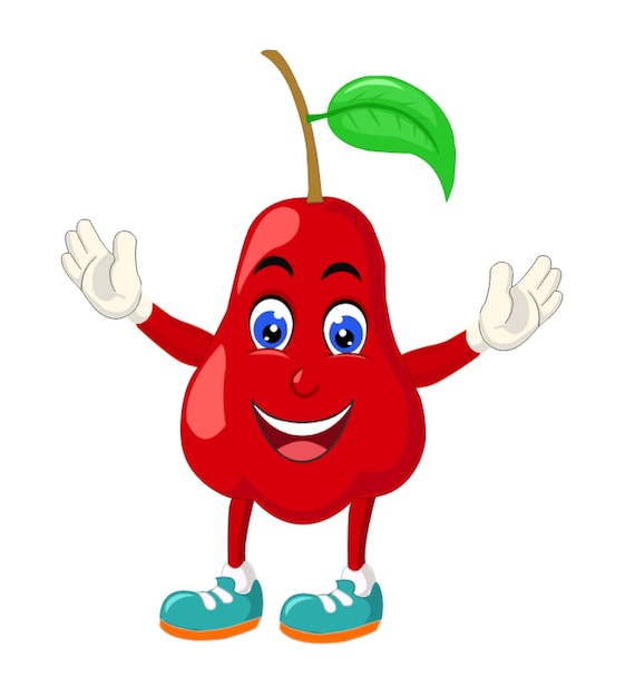 PSD red pear fruit cartoon personage