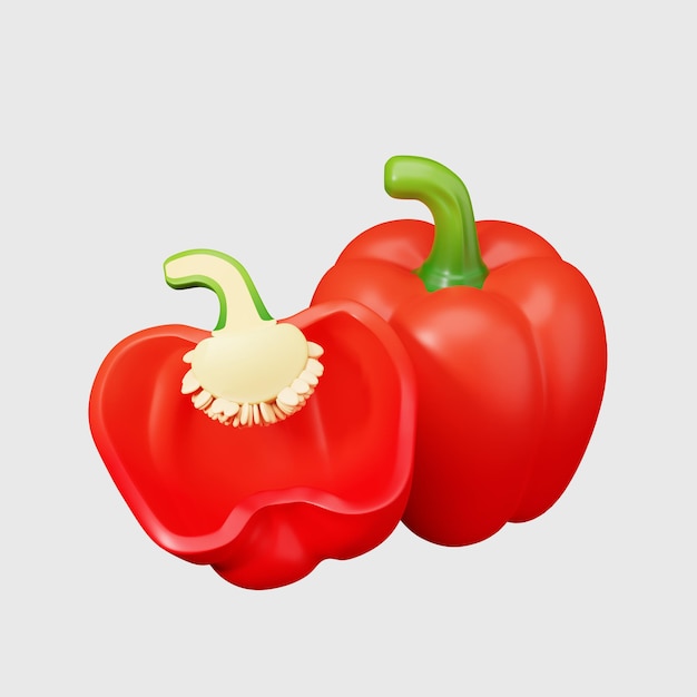 PSD red pepper isolated 3d icon illustration