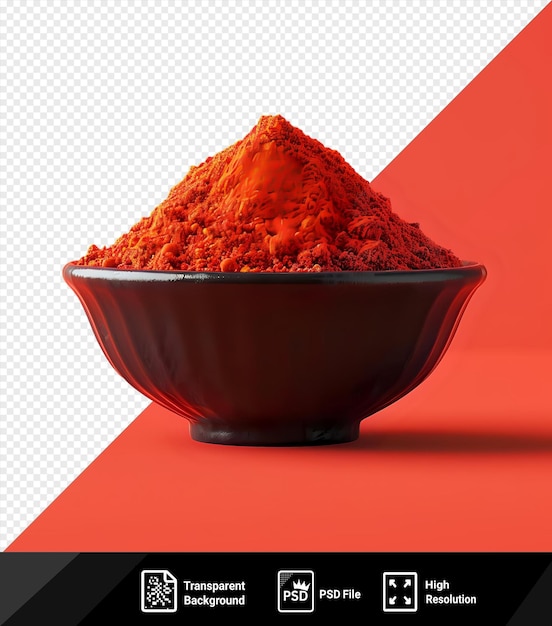 PSD Красный перцовый порошок в миске с редактируемым фоном png psd